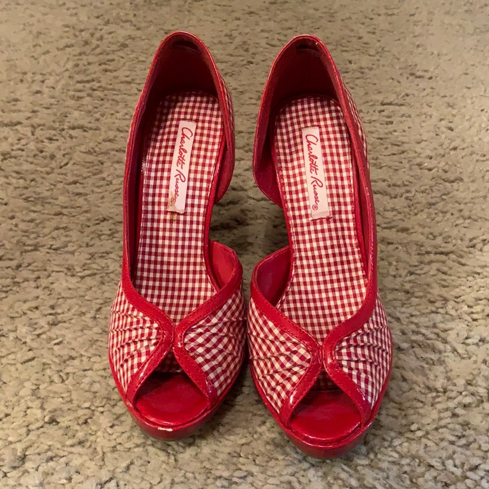 Red gingham Charlotte Russe high heels